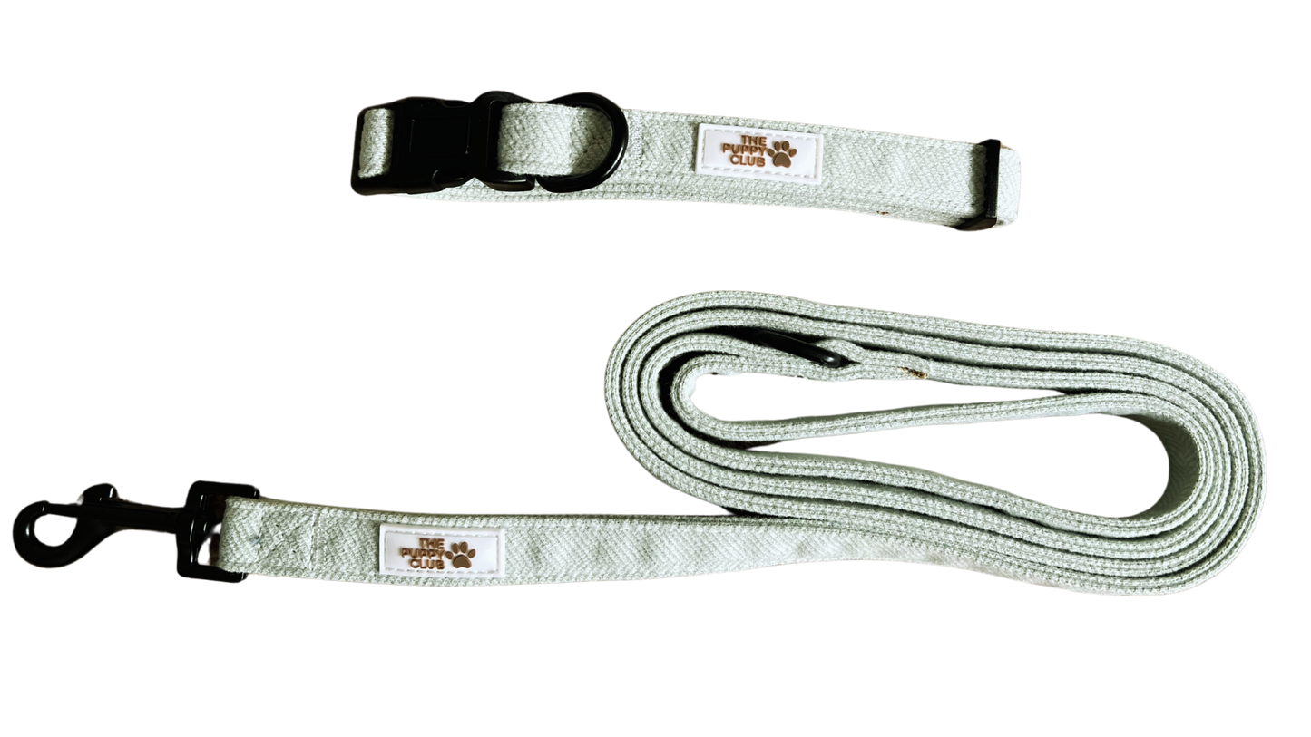 Collar and Leash Set - Tweed Green