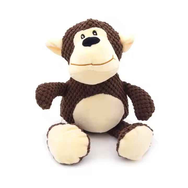 Squeaky Plush Chew Dog Toy - Monkey