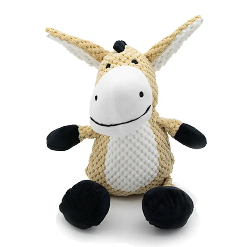 Squeaky Plush Chew Dog Toy - Donkey