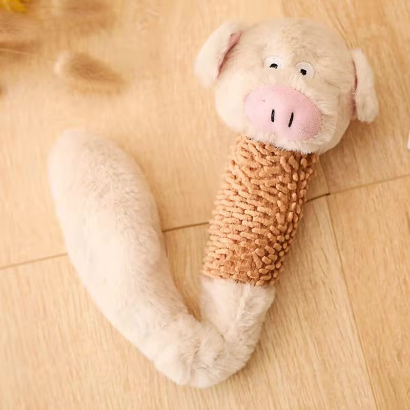 Squeaky Chew Dog Toy Plush - The Long Tail of Pig