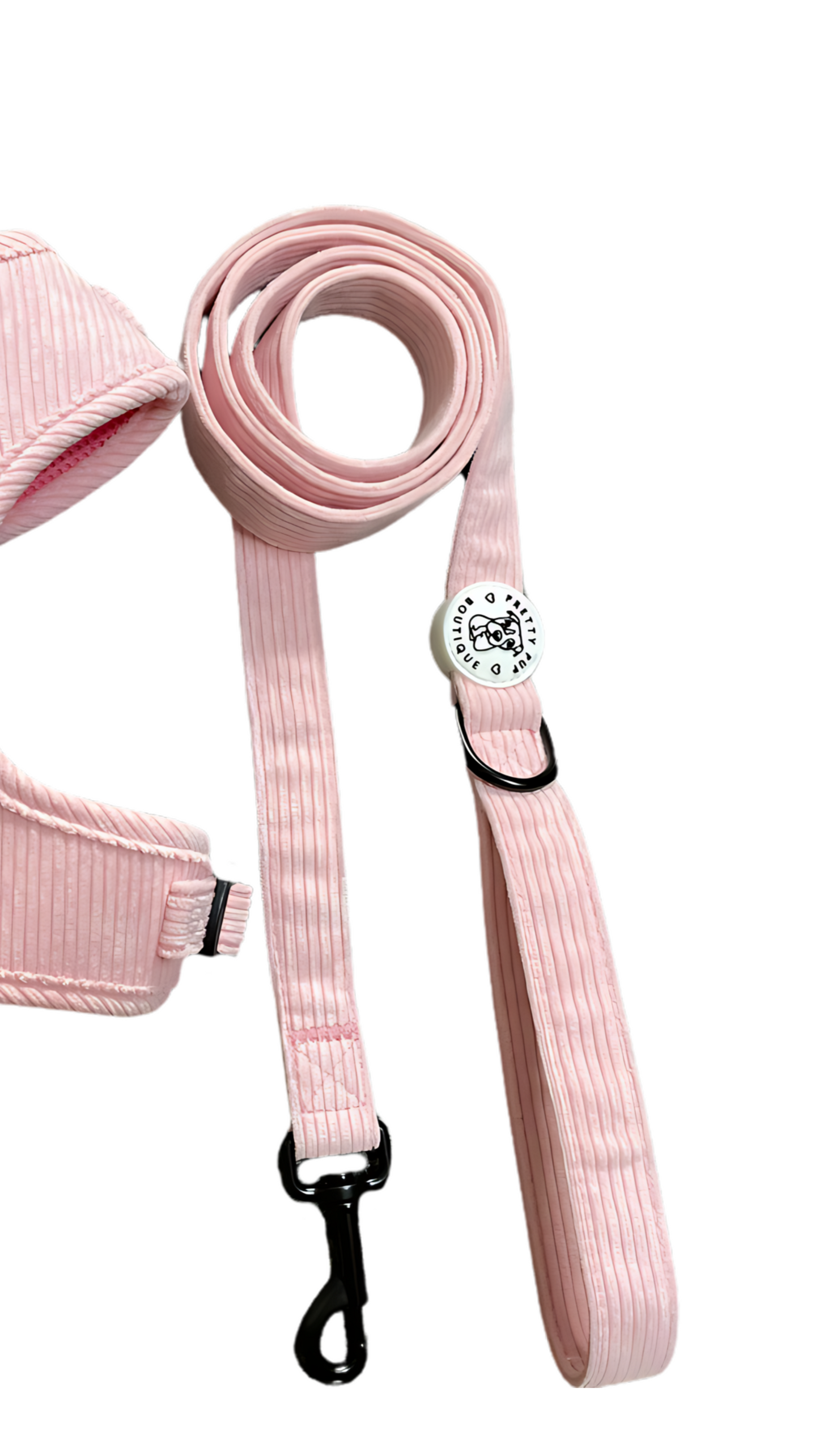 Powder Pink Corduroy Harness & Leash Set