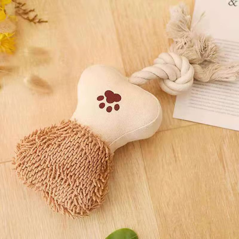 Squeaky Chew Dog Toy Plush - Bone