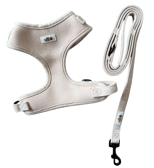 Harness and Leash Set - Tweed Beige