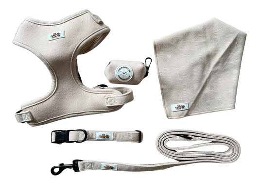 Complete Dog Accessory Collection - Tweed Beige