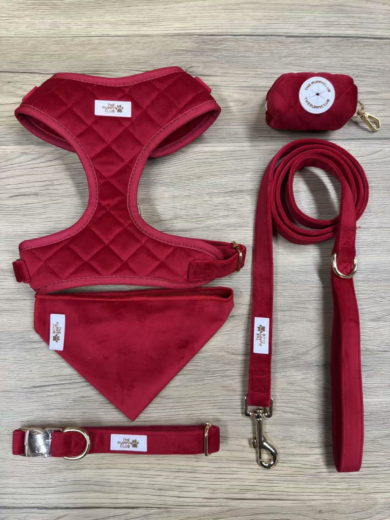 Luxury Dog Accessory Collection - Velvet Red
