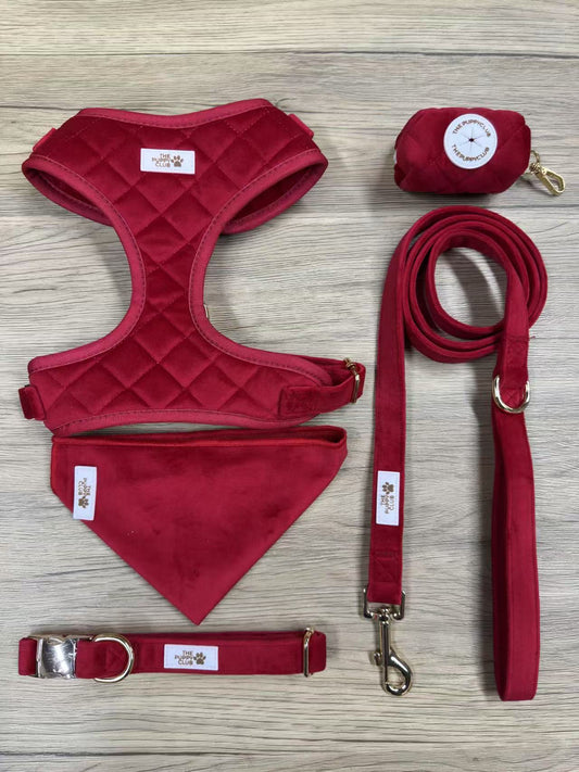 Luxury Dog Accessory Collection - Velvet Red