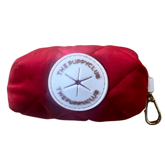 Luxury Poop Bag Holder - Velvet Red