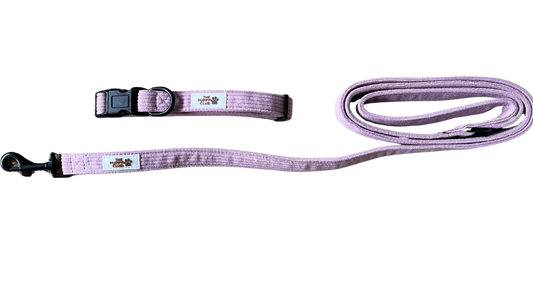 Collar and Leash Set - Corduroy Pink