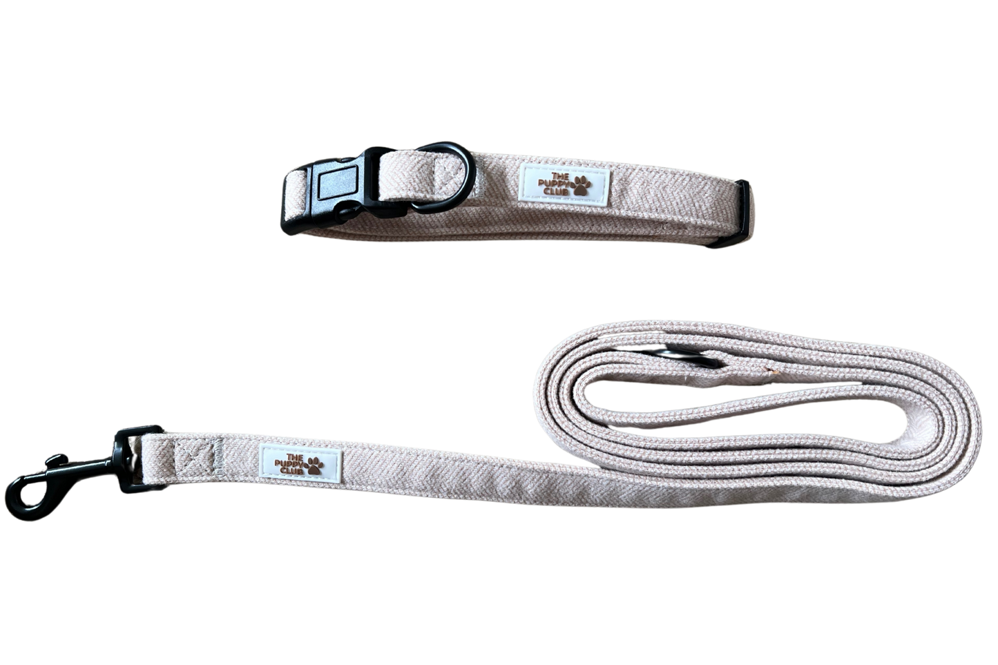 Collar and Leash Set - Tweed Beige