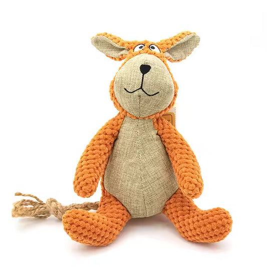 Squeaky Plush Chew Dog Toy - Bear
