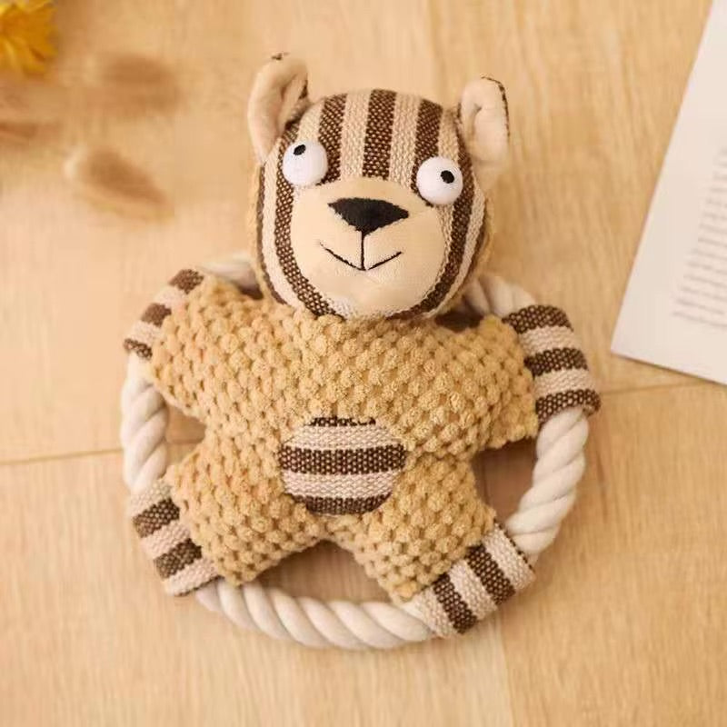 Squeaky Chew Dog Toy Plush - Circle Bag Teddy