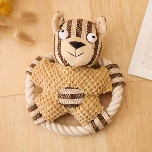Squeaky Chew Dog Toy Plush - Circle Bag Teddy