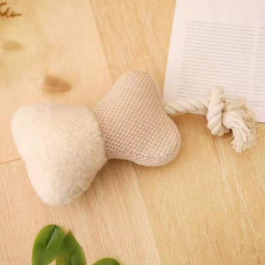 Squeaky Chew Dog Toy Plush - Linen Bone