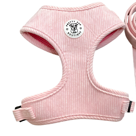 Powder Pink Corduroy Harness & Leash Set