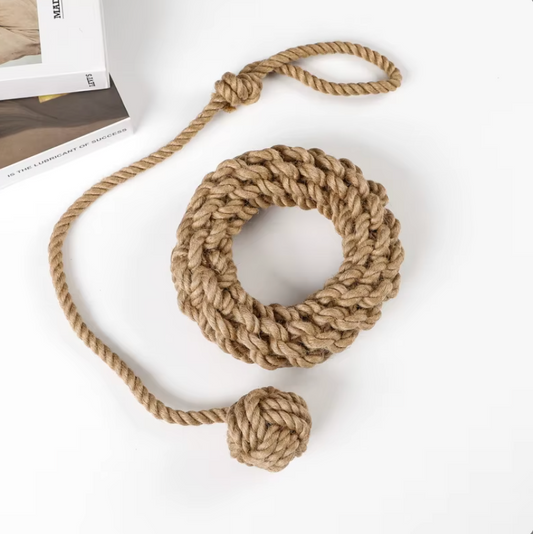 Eco Natural Hemp Rope Dog Chew Toy Set of 2