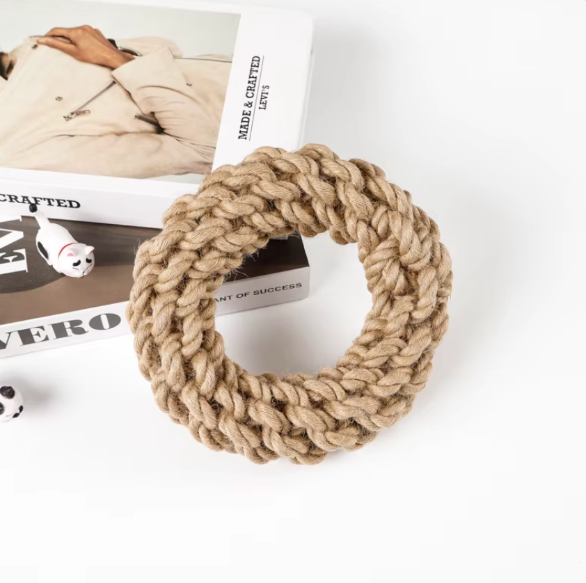 Eco Natural Hemp Rope Dog Chew Toy Set of 2