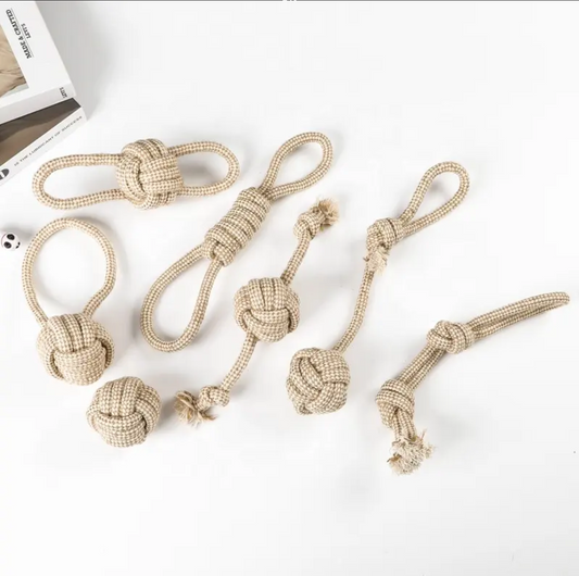 Eco Natural Hemp Rope Dog Chew Toy Set of 7