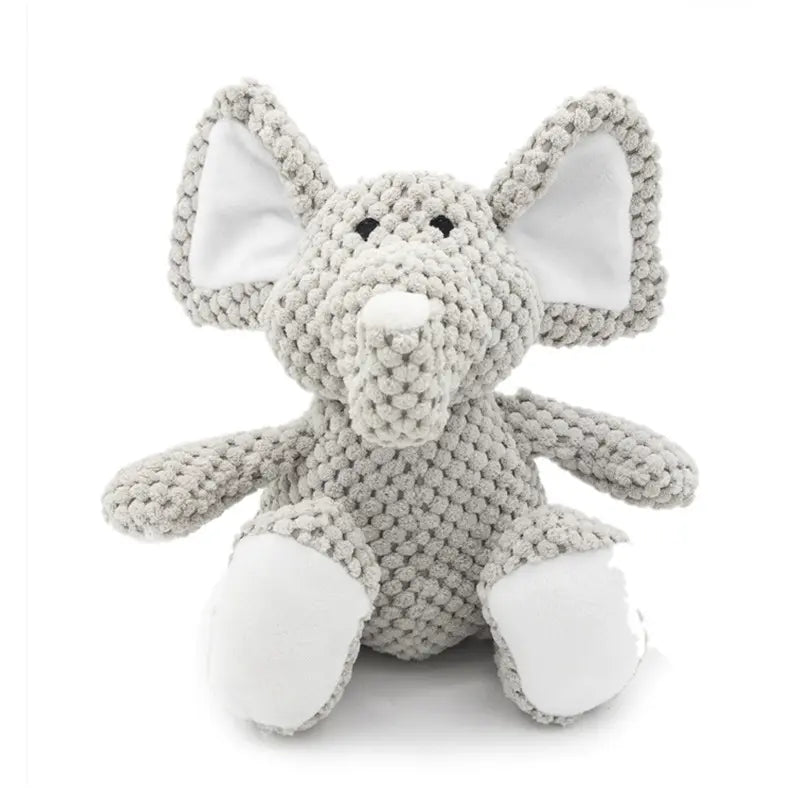 Squeaky Plush Chew Dog Toy - Elephant